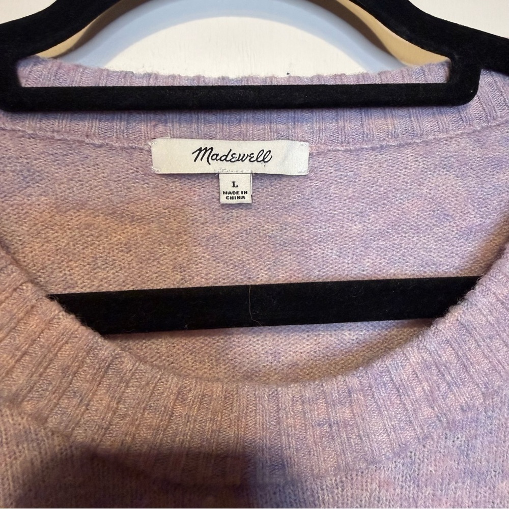 MADEWELL Payton Pullover Sweater in Coziest Yarn Heather Lilac Size Large Wool - Picture 5 of 9